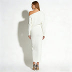 Women's Bodycon Midi Dress Asymmetric Sleeve Elegant Fit