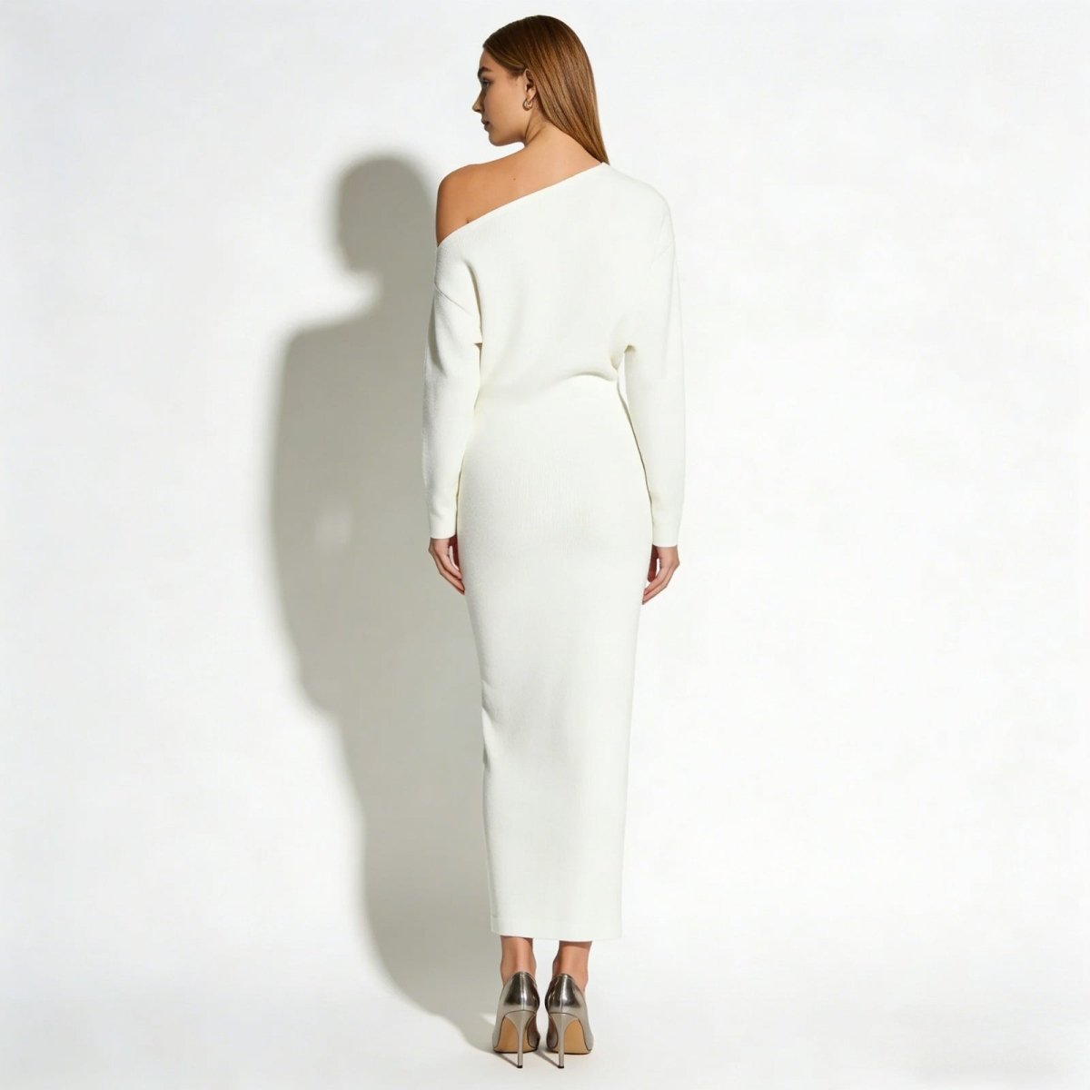 Women's Bodycon Midi Dress Asymmetric Sleeve Elegant Fit