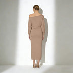 Women's Bodycon Midi Dress Asymmetric Sleeve Elegant Fit