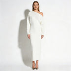 Women's Bodycon Midi Dress Asymmetric Sleeve Elegant Fit