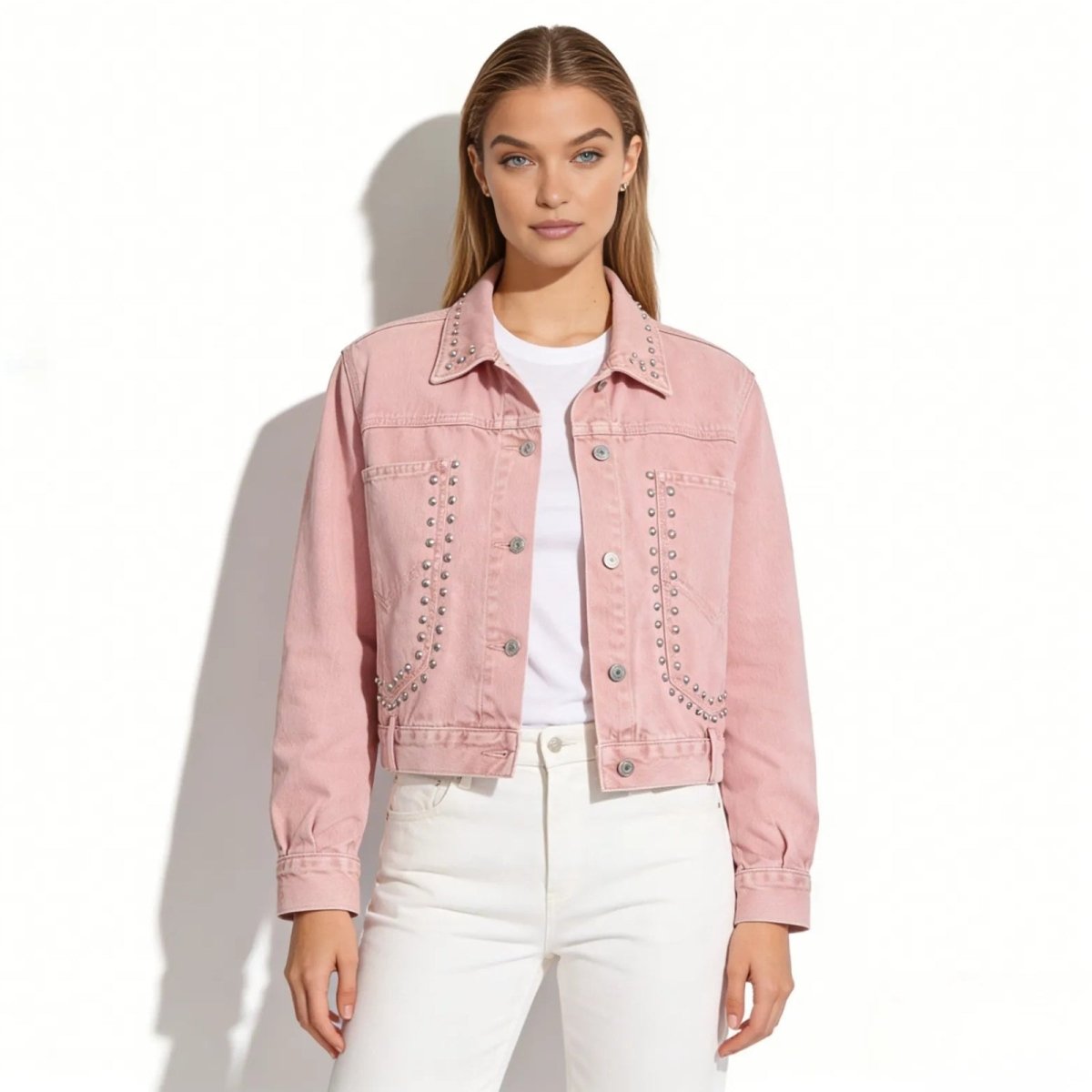 Women’s Studded Denim Jacket Western Classic Fit