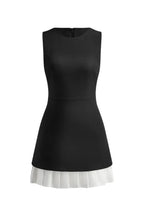 Women's Mini Dress Pleated Hem Elegant Contrast Fit
