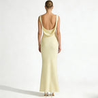 Women’s Satin Evening Gown Elegant Backless Maxi Fit