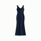 Women's Satin Midi Dress Cowl Neck Elegant Evening Fit