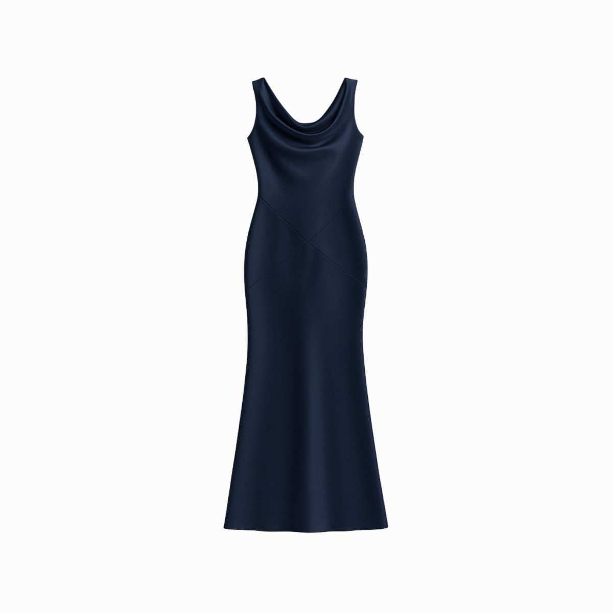 Women's Satin Midi Dress Cowl Neck Elegant Evening Fit