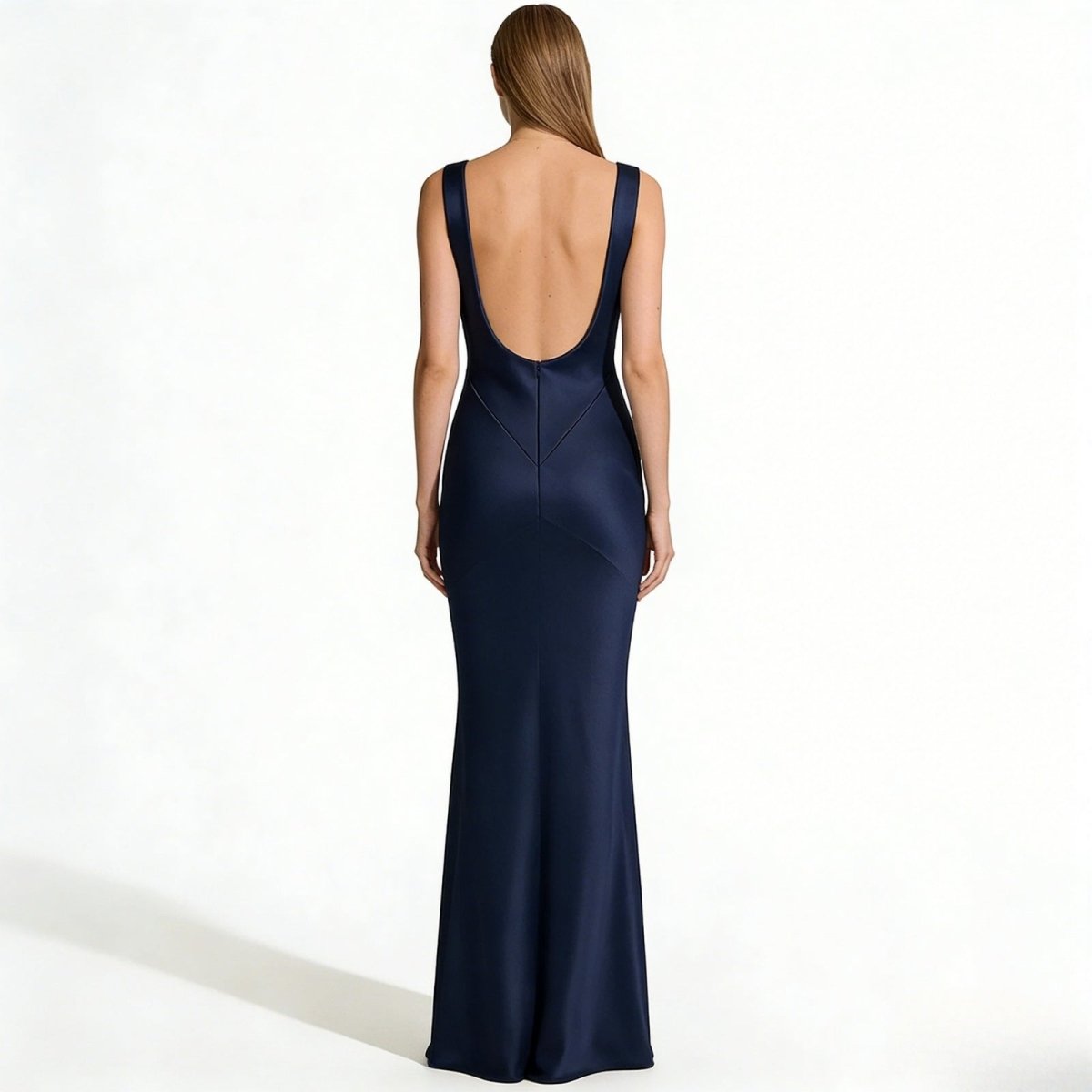 Women's Satin Midi Dress Cowl Neck Elegant Evening Fit