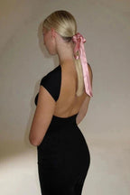 Women’s Open Back Stretch Dress Elegant Slim Fit