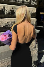 Women’s Open Back Stretch Dress Elegant Slim Fit