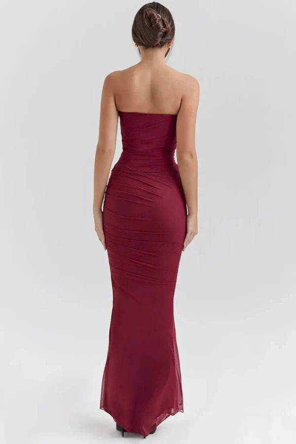 Women’s Strapless Mesh Corset Mini Dress Elegant Bodycon Fit