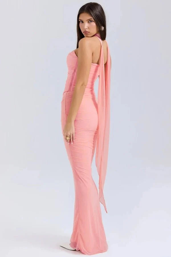 Women’s Strapless Mesh Corset Mini Dress Elegant Bodycon Fit