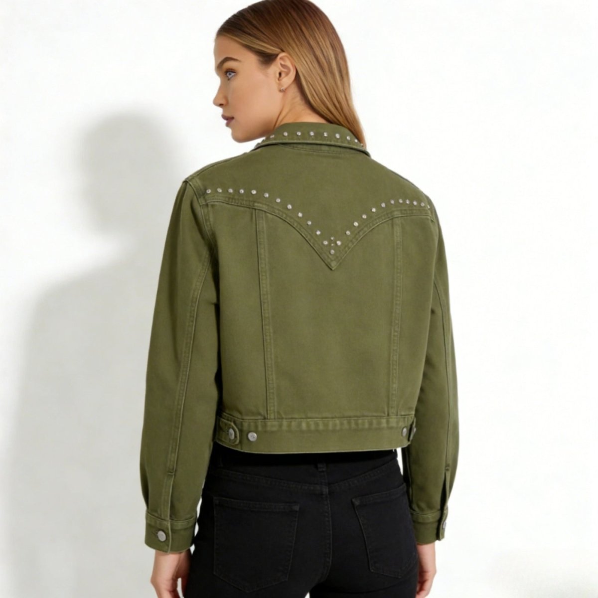 Women’s Studded Denim Jacket Western Classic Fit