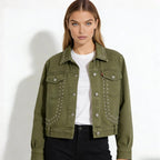 Women’s Studded Denim Jacket Western Classic Fit