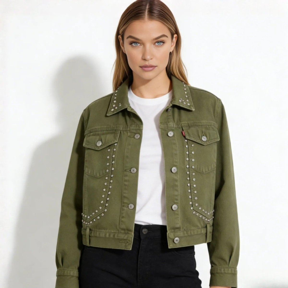 Women’s Studded Denim Jacket Western Classic Fit