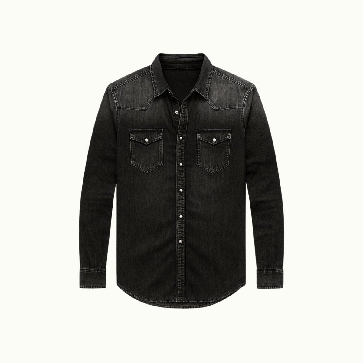 Men’s Western Denim Shirt Slim Fit Snap Front