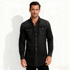 Men’s Western Denim Shirt Slim Fit Snap Front