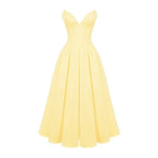 Women’s Corset Midi Dress Elegant Pleated Fit