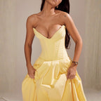 Women’s Corset Midi Dress Elegant Pleated Fit