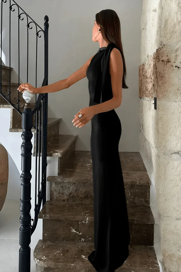 Women’s Satin One Shoulder Gown Elegant Formal Fit