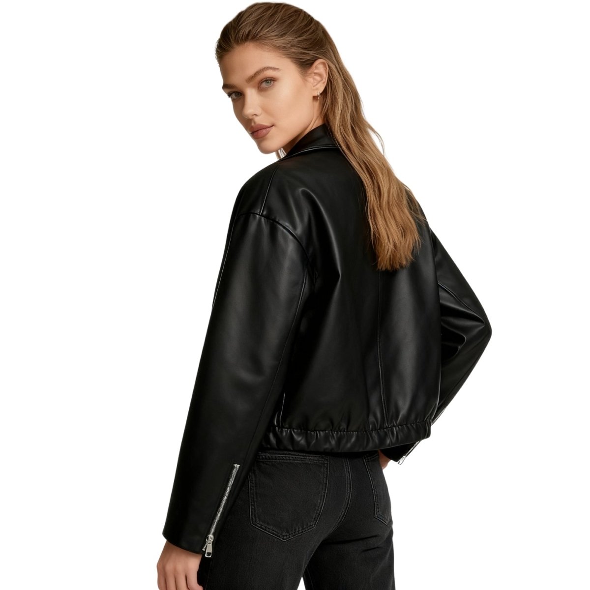 Women’s Premium Vegan Leather Jacket Timeless Cropped Fit