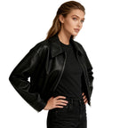 Women’s Premium Vegan Leather Jacket Timeless Cropped Fit