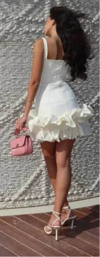 Women's Mini Dress Bubble Hem Elegant Structured Fit