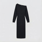 Women's Bodycon Midi Dress Asymmetric Sleeve Elegant Fit