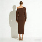 Women's Bodycon Midi Dress Asymmetric Sleeve Elegant Fit