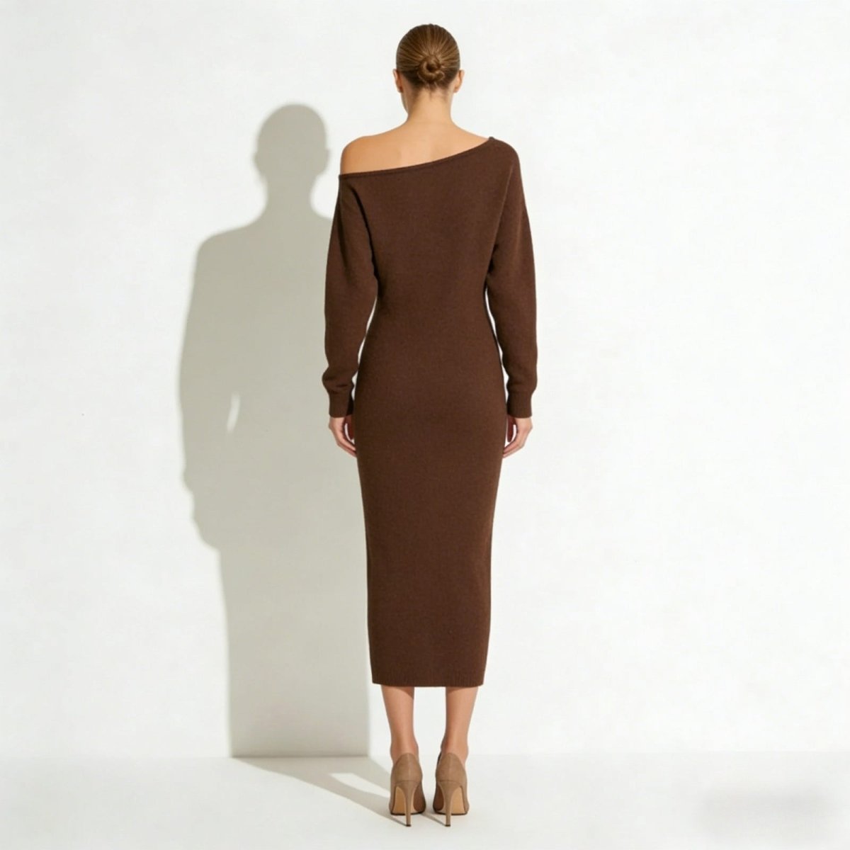 Women's Bodycon Midi Dress Asymmetric Sleeve Elegant Fit