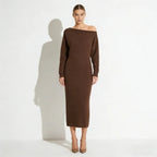 Women's Bodycon Midi Dress Asymmetric Sleeve Elegant Fit