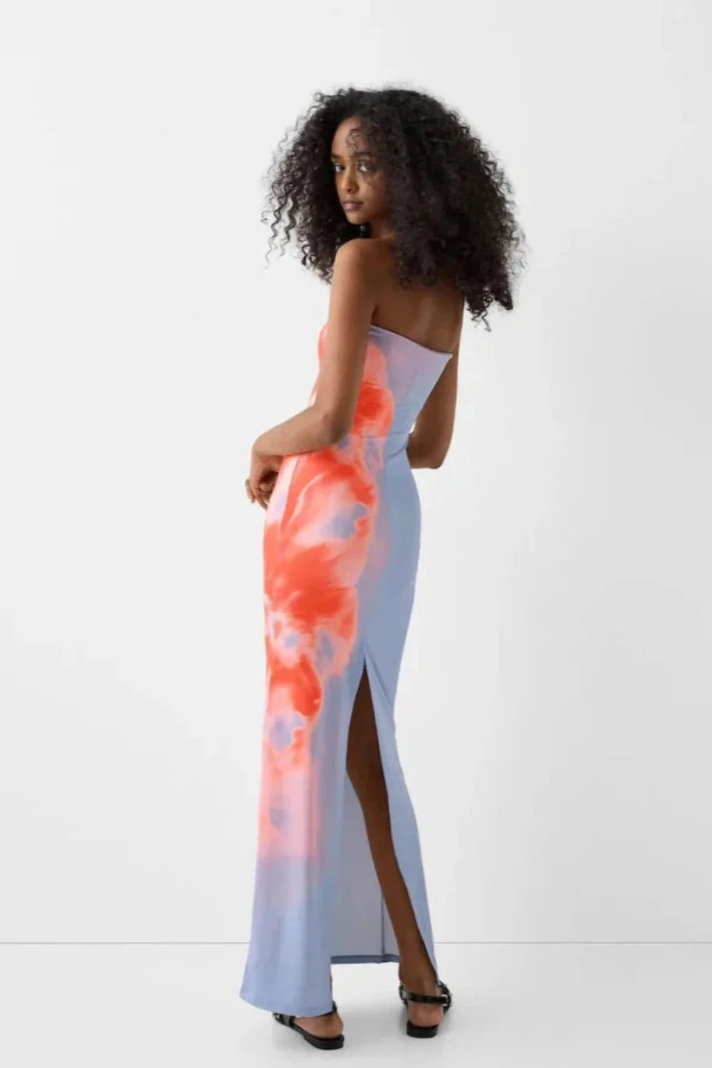Women's Strapless Floral Maxi Dress Premium Stretch Evening Fit