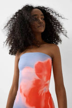 Women's Strapless Floral Maxi Dress Premium Stretch Evening Fit