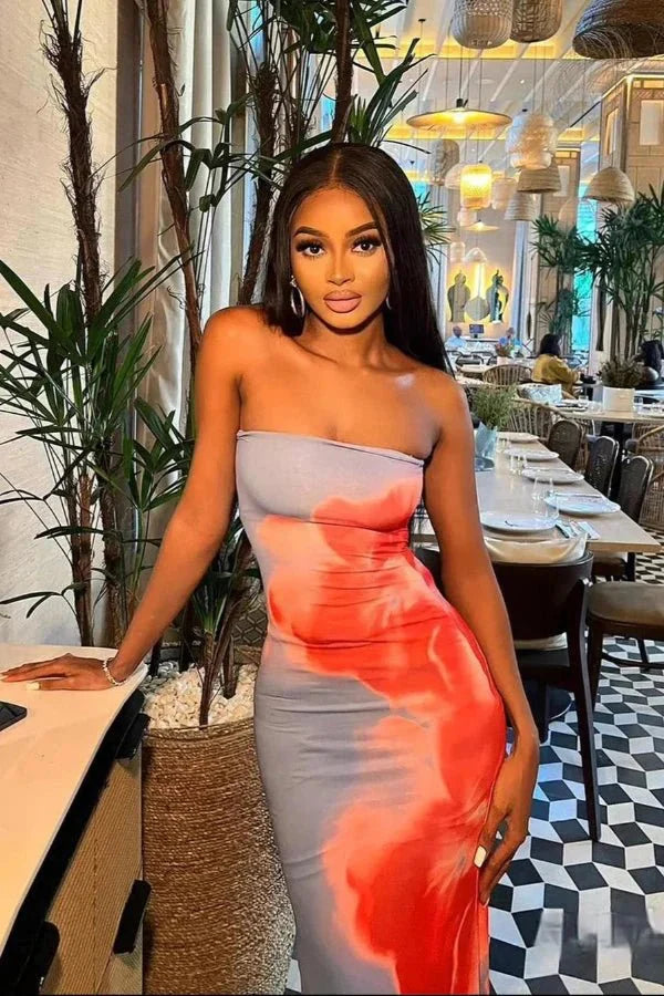 Women's Strapless Floral Maxi Dress Premium Stretch Evening Fit