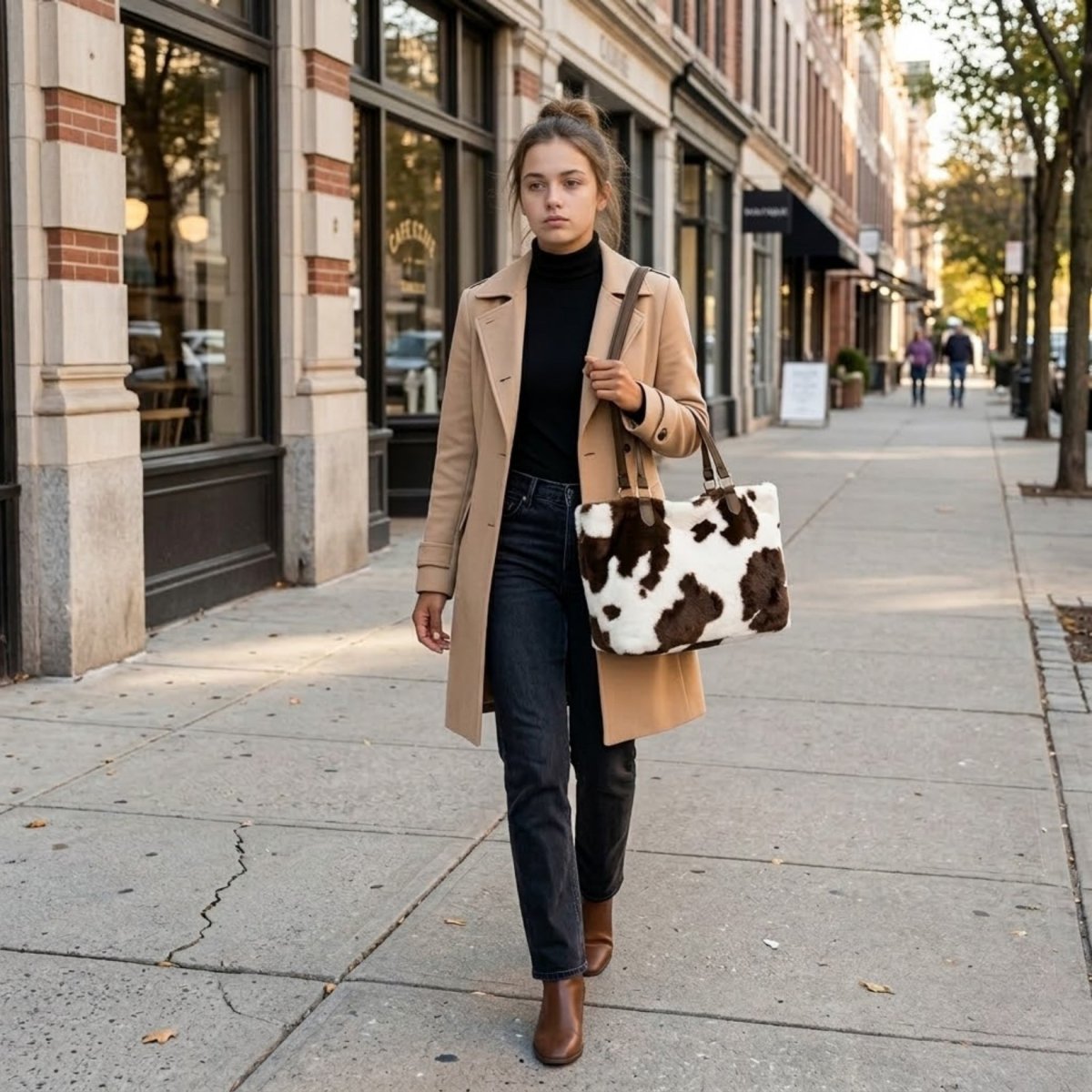 Women's Faux Fur Tote Bag Spacious Statement Shoulder Bag