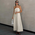 Women'S Strapless Maxi Dress Lightweight Cotton Blend
