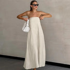 Women'S Strapless Maxi Dress Lightweight Cotton Blend