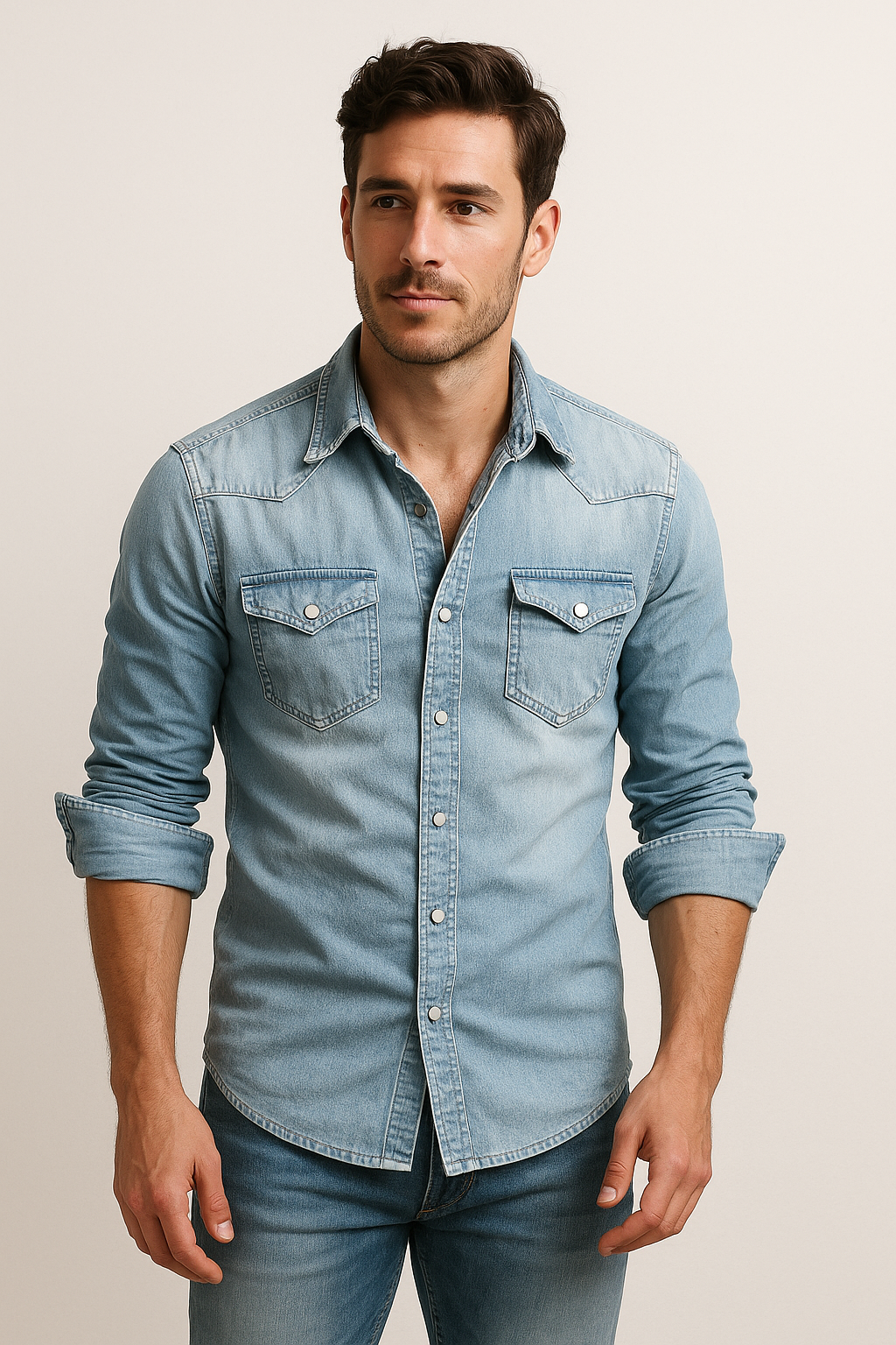 Men's Denim Shirt Relaxed Fit Classic Everyday Wear