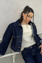 Women'S Cropped Denim Jacket High-Waist Mini Skirt Set