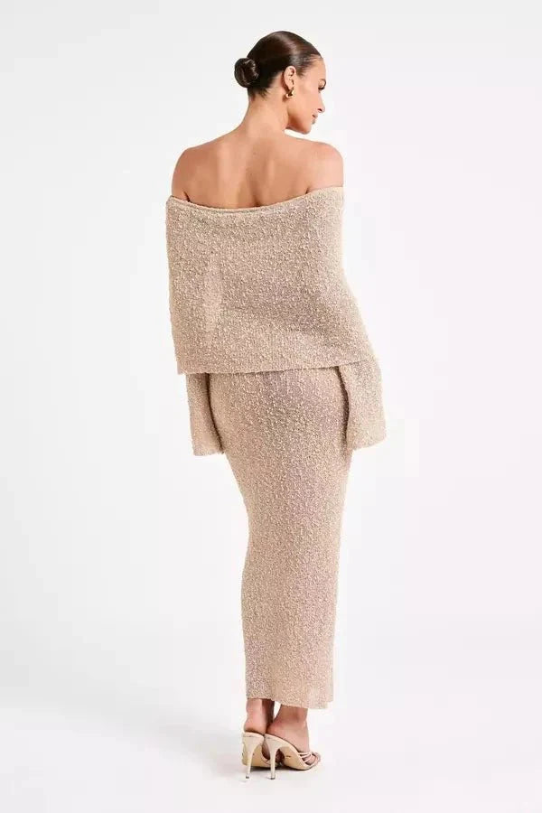 Women’s Knit Off Shoulder Dress Elegant Summer Fit