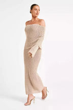 Women’s Knit Off Shoulder Dress Elegant Summer Fit