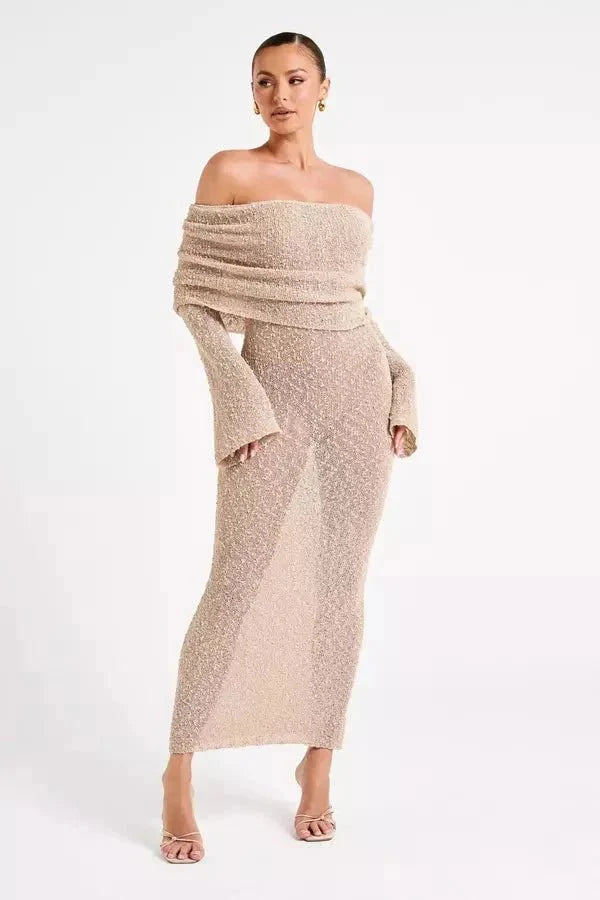 Women’s Knit Off Shoulder Dress Elegant Summer Fit