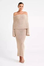 Women’s Knit Off Shoulder Dress Elegant Summer Fit