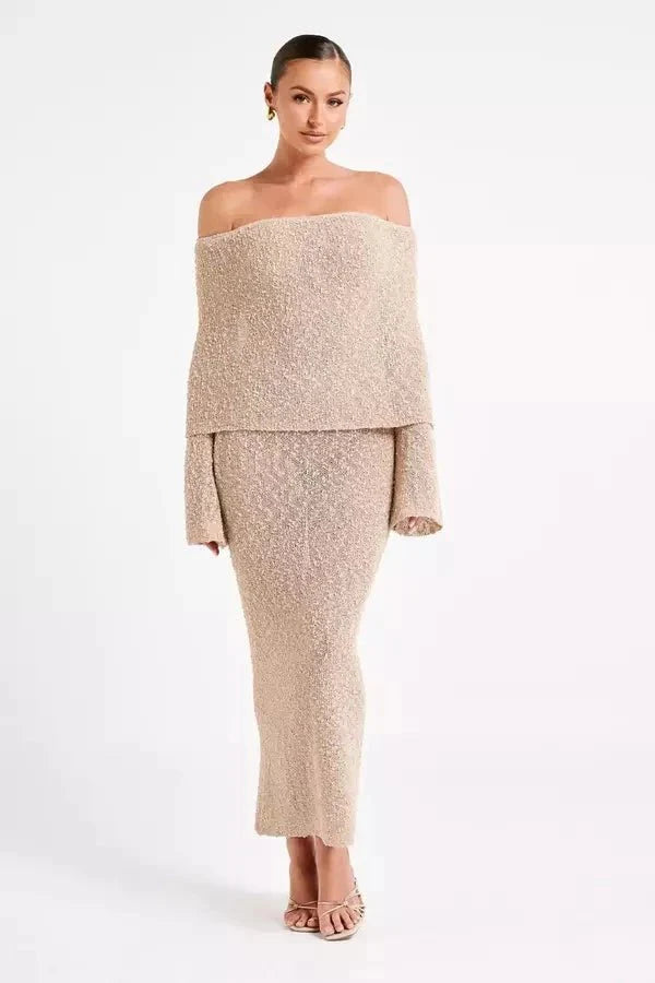 Women’s Knit Off Shoulder Dress Elegant Summer Fit