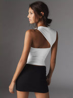 Women's Asymmetrical One-Shoulder Crop Top Stylish Design