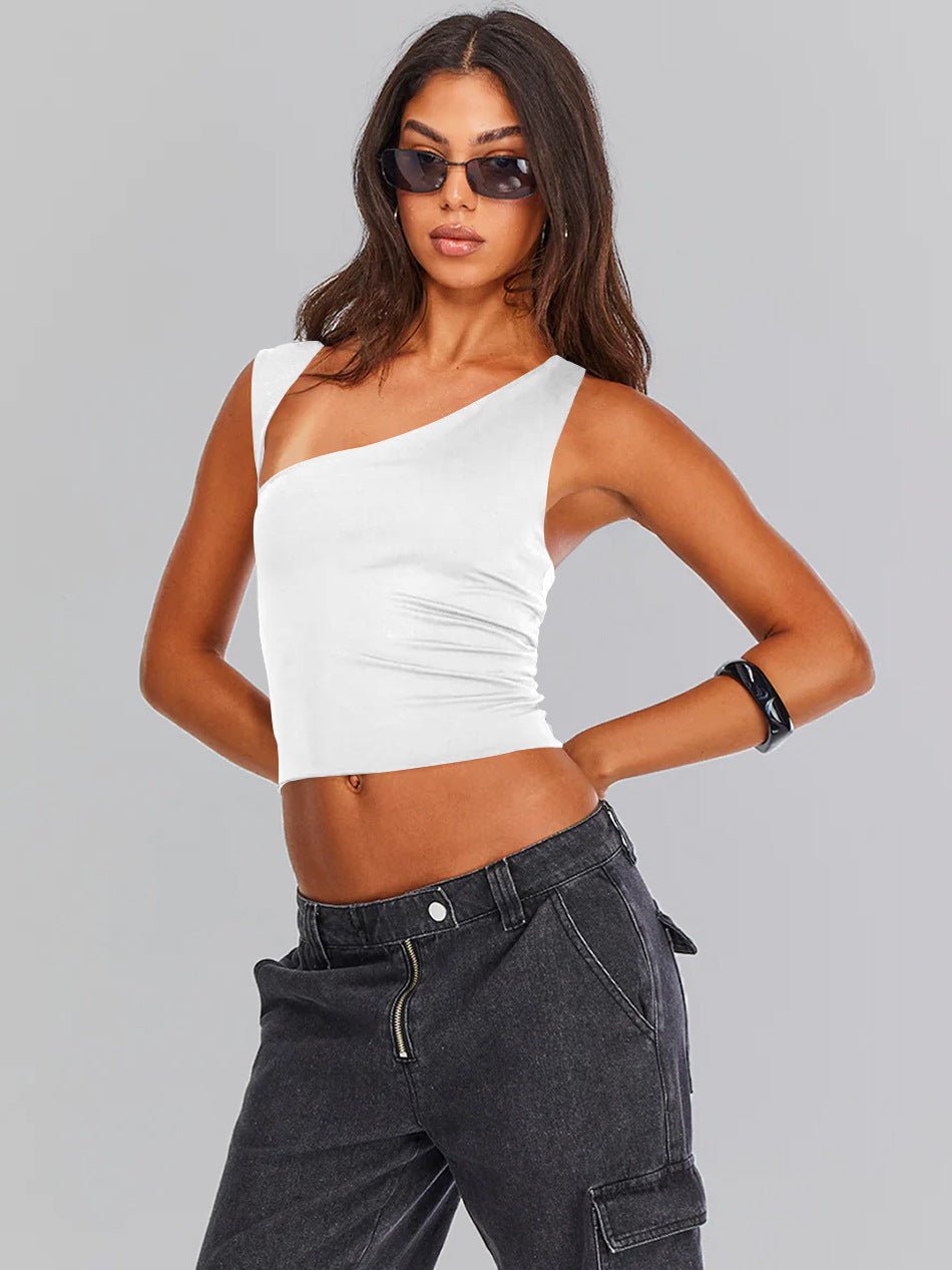 Women's Asymmetrical One-Shoulder Crop Top Stylish Design