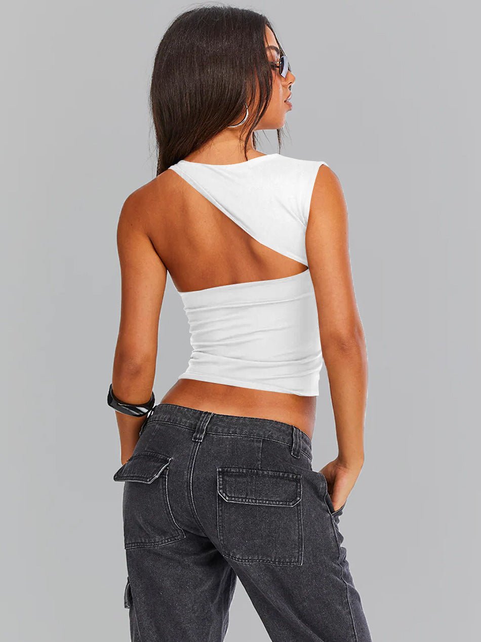 Women's Asymmetrical One-Shoulder Crop Top Stylish Design