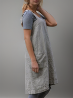 Women’s Cotton Linen Apron Dress Cross Back Pockets