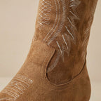 Suede Cowgirl Boots | Women's Block Heel Western Footwear